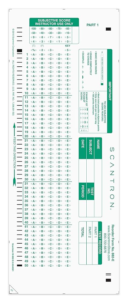 キャサリンEさん確認用 Amazon | Scantron 公式ブランド882-E 回答シート(25枚パック